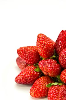 strawberries placed on a white background