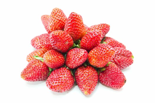 strawberries placed on a white background