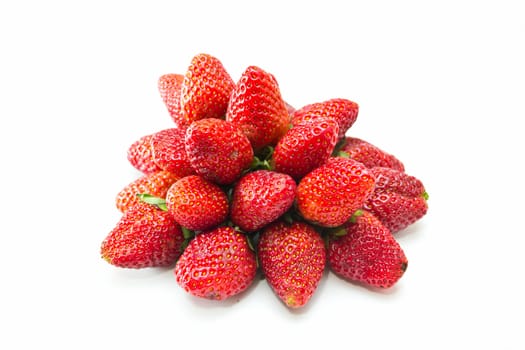 strawberries placed on a white background