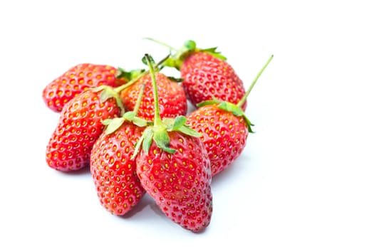 strawberries placed on a white background