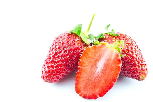 strawberries placed on a white background
