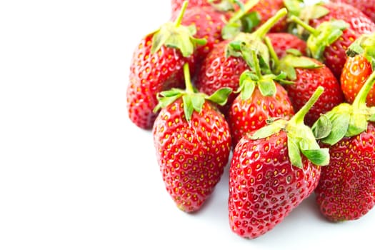 strawberries placed on a white background