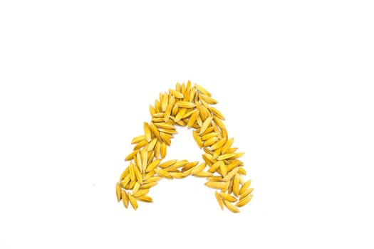 A letter of rice on a white background