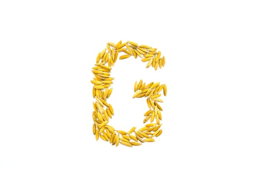 G letter of rice on a white background