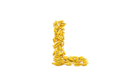 L letter of rice on a white background