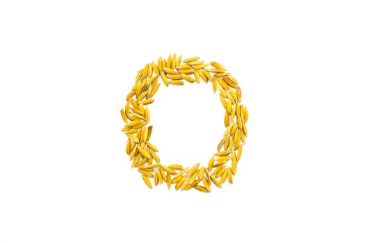 O letter of rice on a white background