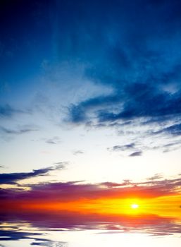 Beautiful sunset above the sea. Nature composition.