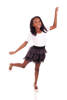 Happy little girl isolated on a white background