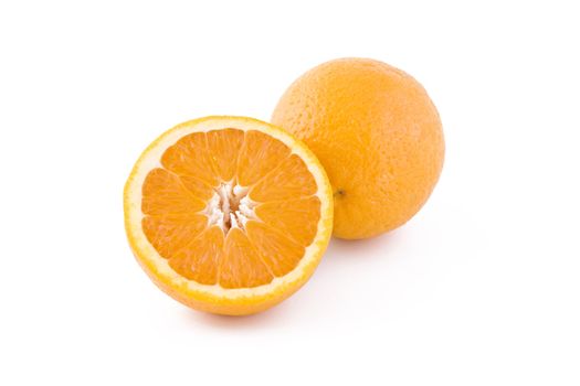 Fresh juicy orange isolated on white background, fruits