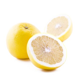 Fresh juicy white grapefruit isolated on white background