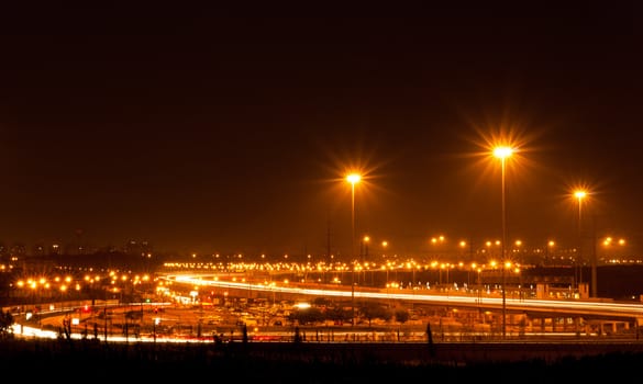 traffic car light stream at night