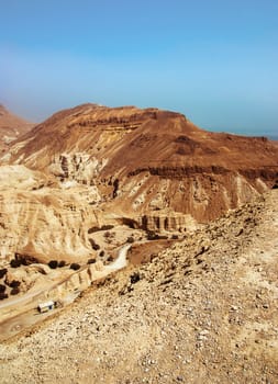 Fragment of the Judean desert near the shore of the Dead Sea.