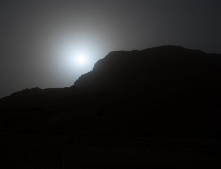 The sun during a sandy storm Area of the Dead sea