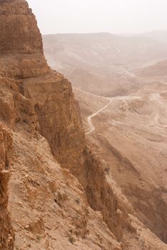 Masada mountain in the haze, israel