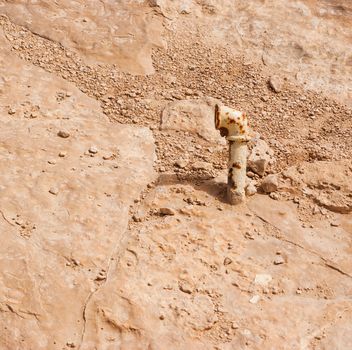 Water pipe is installed in the rock