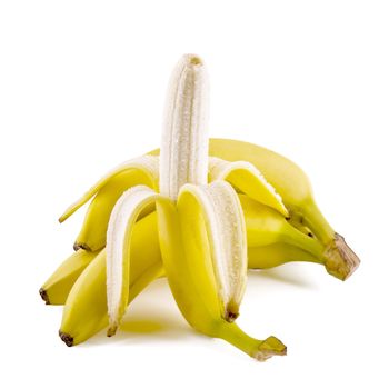 Bunch of fresh bananas, fruits isolated on white