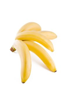 Bunch of five fresh bananas, fruits isolated on white