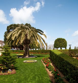 fragment of famous Bahai gardens in Haifa, Israel