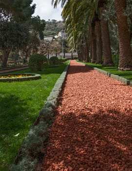 fragment of famous Bahai gardens in Haifa, Israel