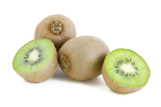 Fresh green kiwi fruits isolated on white
