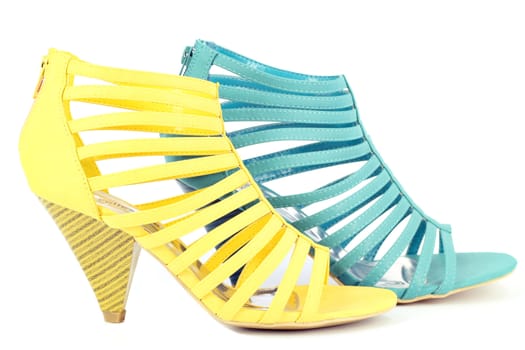 summer yellow and blue sandals shoe