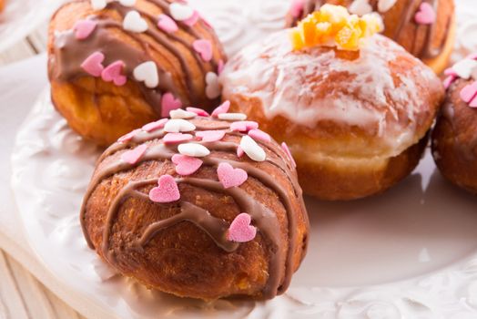 bismarck doughnuts on a plate