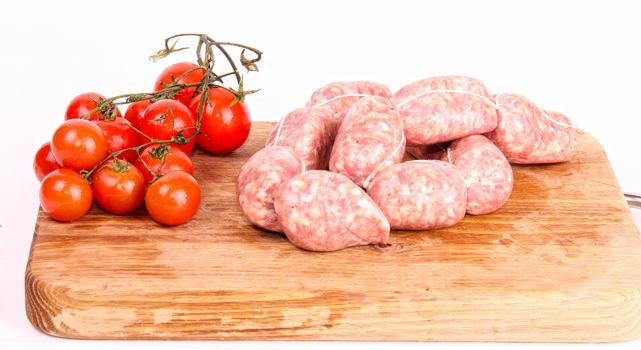 sausages on the wood table