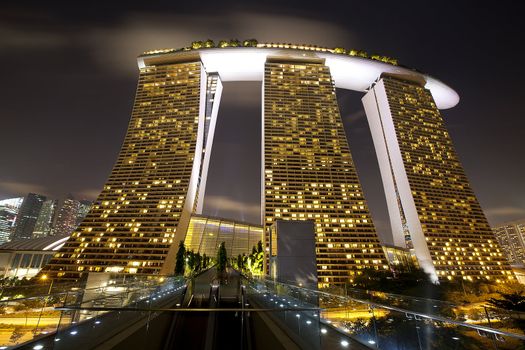 SINGAPORE  - JANUARY 23: Marina Bay Sands, an integrated resort fronting Marina Bay, January 23, 2013. Singapore. The wold's most expensive standalone casino property.