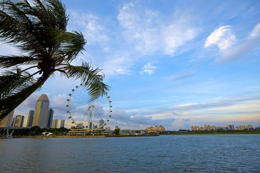 Sunset scene from the financial district,Singapore. From the river.