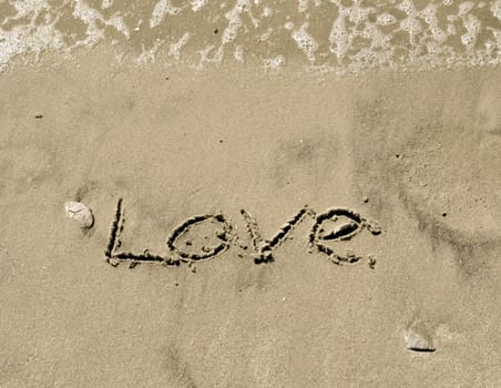 Love written in the sand with wave 21