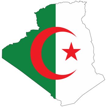 Country outline with the flag of Algeria in it