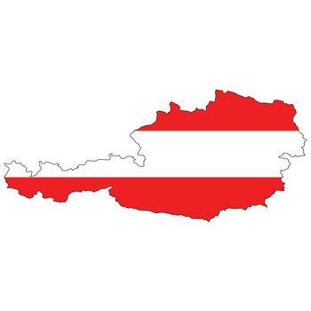 Country outline with the flag of Austria in it