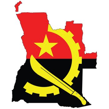 Country outline with the flag of Angola in it