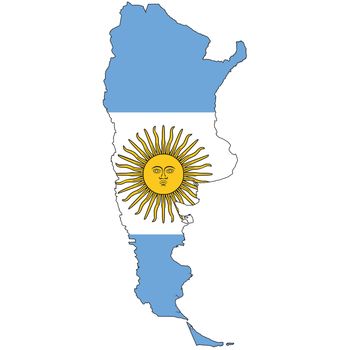 Country outline with the flag of Argentina in it