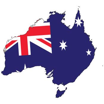 Country outline with the flag of Australia in it