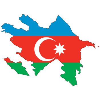 Country outline with the flag of Azerbaijan in it