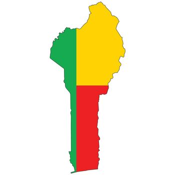 Country outline with the flag of Benin in it