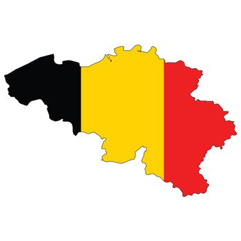 Country outline with the flag of Belgium in it