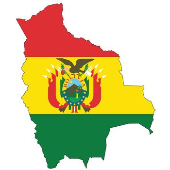 Country outline with the flag of Bolivia in it