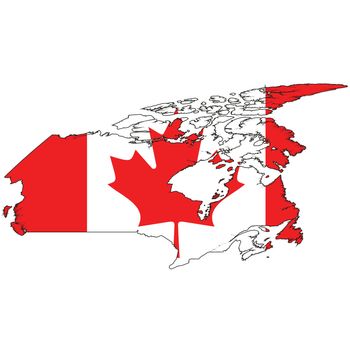 Country outline with the flag of Canada in it