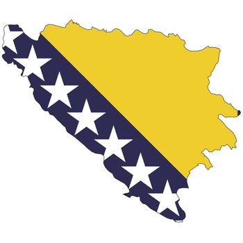 Country outline with the flag of Bosnia in it