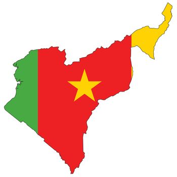 Country outline with the flag of Cameroon in it