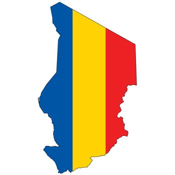 Country outline with the flag of Chad in it