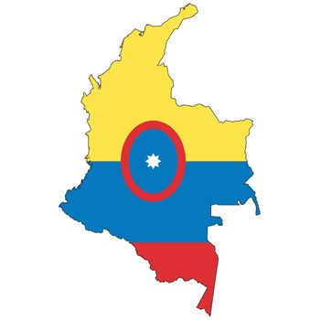 Country outline with the flag of Colombia in it