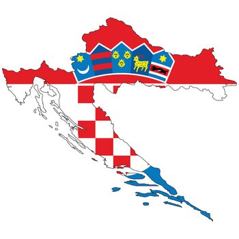 Country outline with the flag of Croatia in it