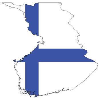 Country outline with the flag of Finland in it