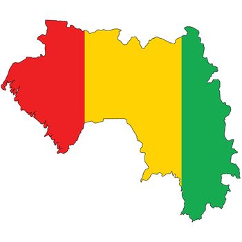 Country outline with the flag of Guinea in it