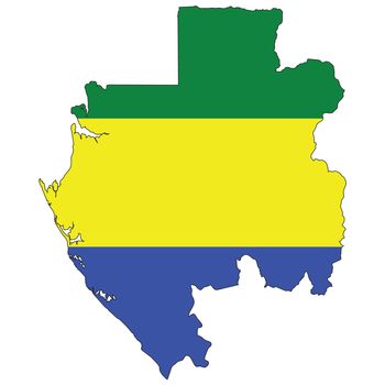 Country outline with the flag of Gabon in it