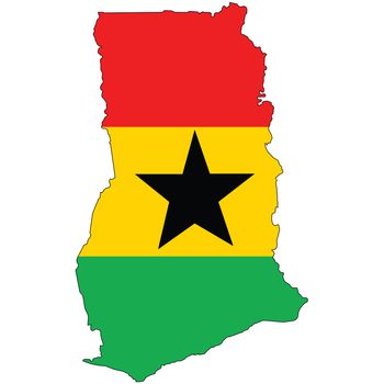 Country outline with the flag of Ghana in it