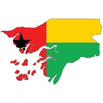 Country outline with the flag of Guinea Bissau in it